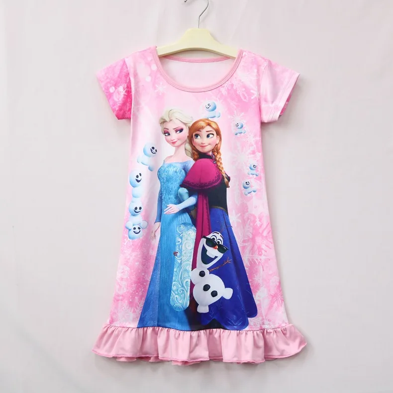 Disney princess robes summer girl nightdress baby nightgowns Frozen Elsa children's dress home clothing sleepwear pajamas top