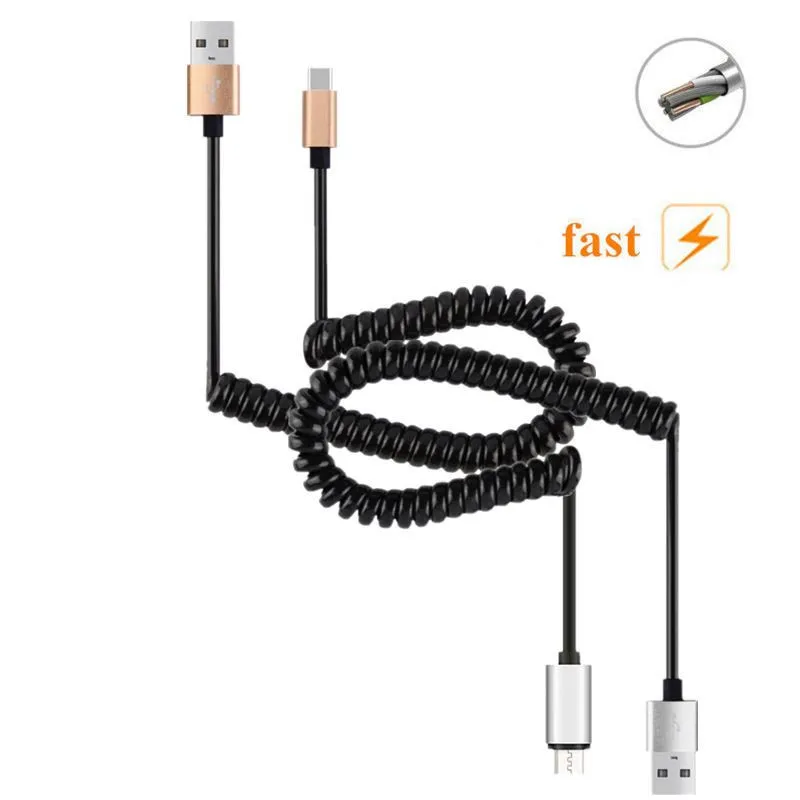 Автомобильное зарядное устройство с 2 портами, пружинный usb-кабель для iPhone Xiaomi mi 8 Explorer 9 SE 9T Pro A3 Red mi K20 4A 4X5 Plus Note 5A 6 7 Pro