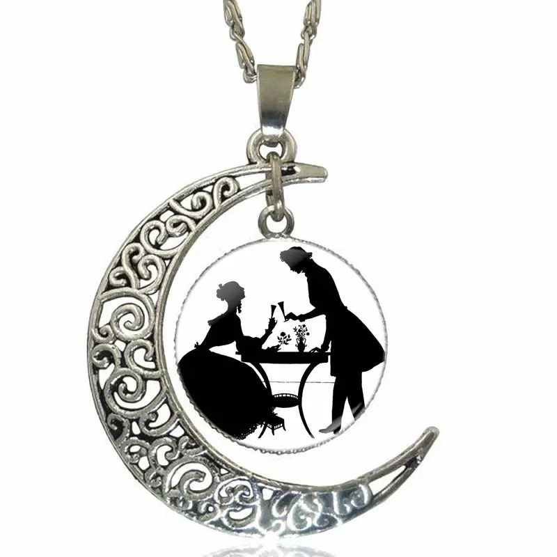 Винтажное украшение серебряное покрытие со стеклом ожерелье с подвеской в виде