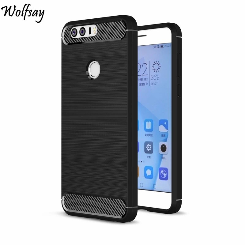 Wolfsay Case For Huawei Honor 8 Cover Soft TPU Brush Rugged Armor Fundas Phone |