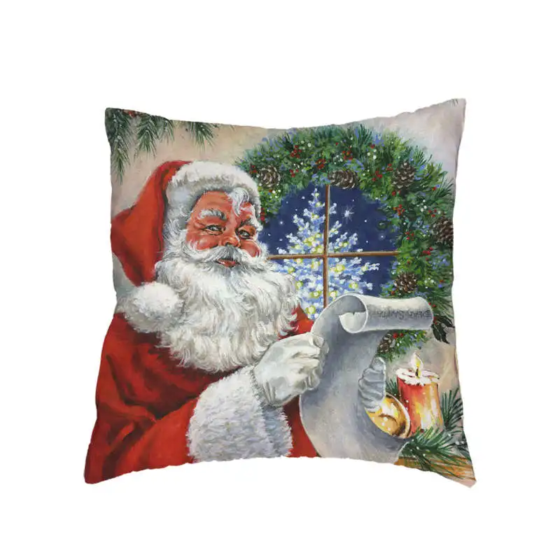 Dog Christmas Pattern Comfortable Sofa Cover Santa Printed Pillow Holiday Decorations Car Room Polyester Braz | Дом и сад