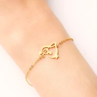 dotifi stainless steel bracelet for women gold and silver color heart musical note pulseira feminina lovers engagement jewelry