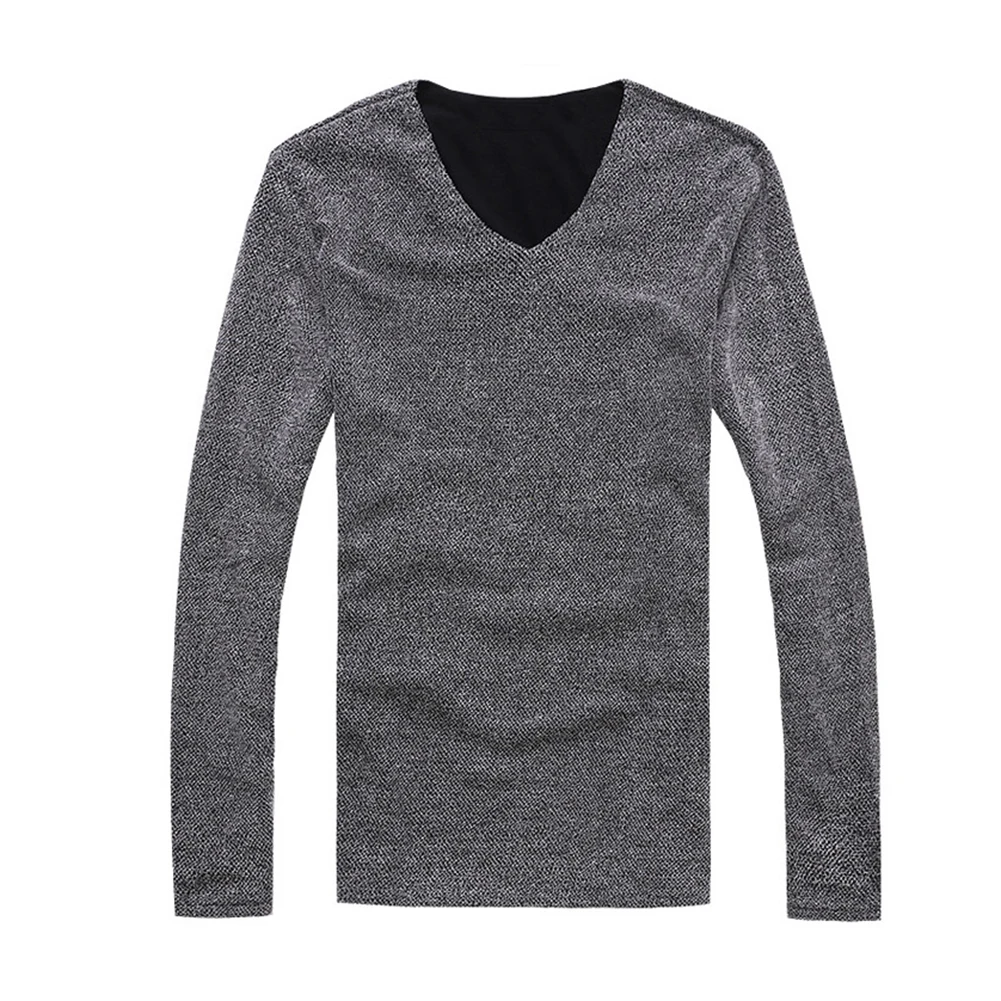 Модные Для мужчин Повседневное Slim Fit сплошной Цвет v образным вырезом футболка с