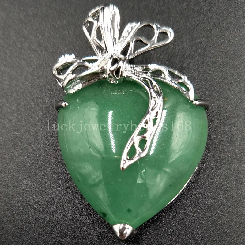 Бесплатная доставка Красивые Украшения 31x45 мм зеленое сердце авантюрина