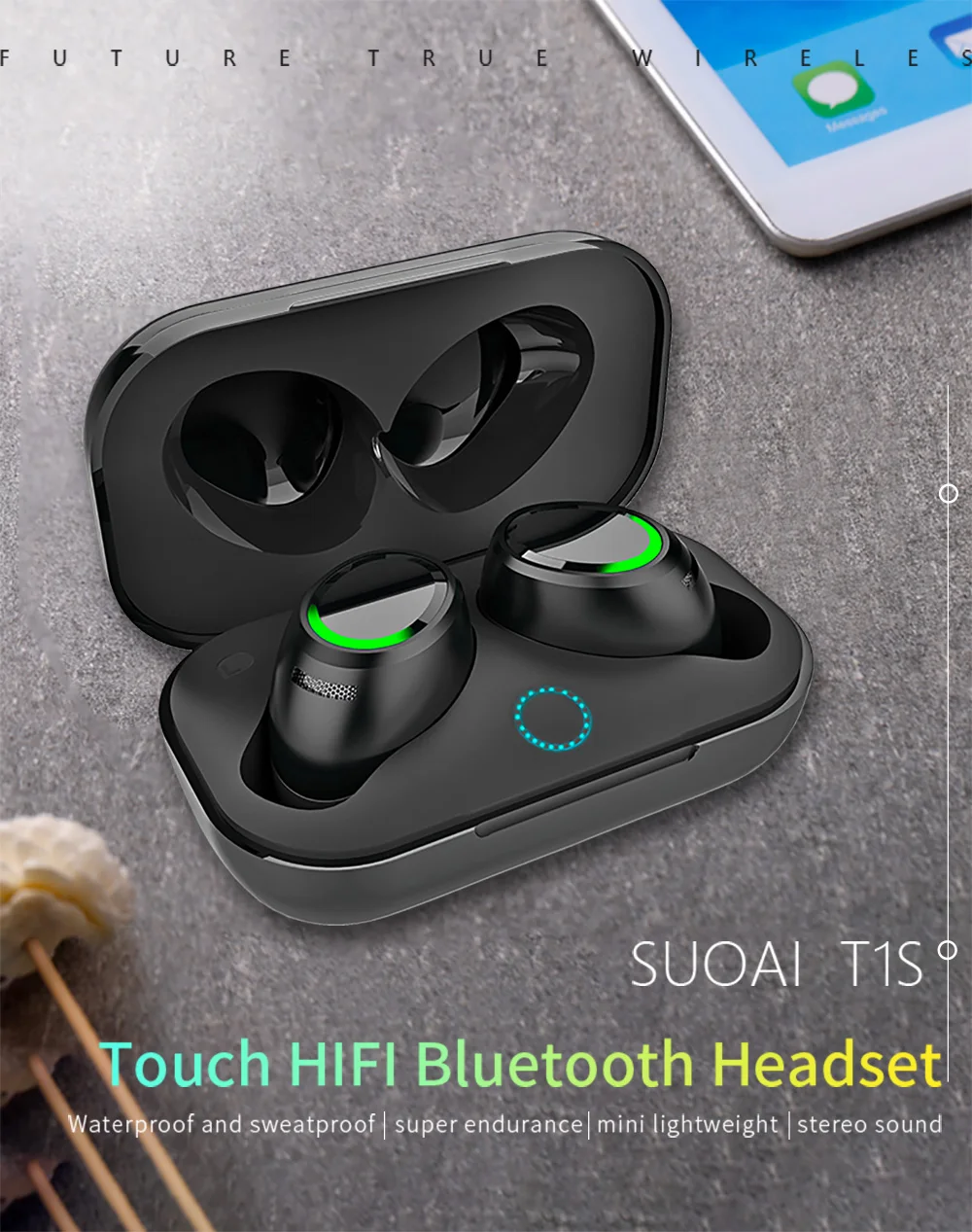 Soaiy, маленькие настоящие беспроводные TWS наушники, 4,2, Bluetooth наушники, гарнитура, глубокий бас, стерео звук, спортивные наушники для samsung Iphone