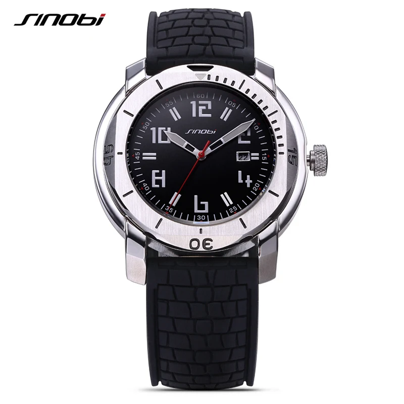 SINOBI мужские армейские часы Роскошные Кварцевые с силиконовым ремешком