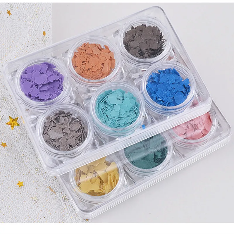 6 Boxes Irregular Abalone Shell Flakes Set Natural Crushed Stone Thin Slice Gradient Gravel Sheet 3D Glitter Nail Art Decoration | Красота и