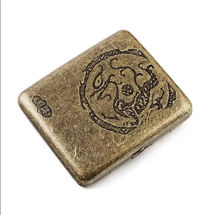 Тонкий простой портативный мужской чехол для сигарет в стиле ретро с зажимом