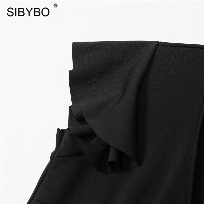 Женское платье с бантом и оборками Sibybo, повседневное мини-платье на пуговицах с V-образным вырезом, рукавом-бабочкой и разрезами для пляжа на лето