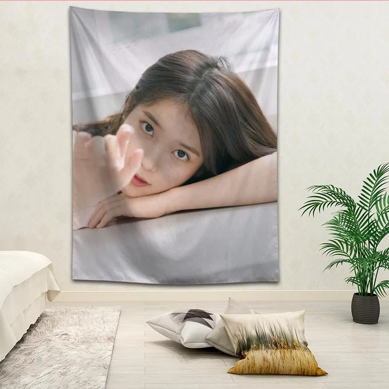 KPOP IU гобелены для гостиной спальни Висячие настенные гобелены домашний декор в стиле ретро Йога пляжный коврик логотип на заказ - Цвет: 11