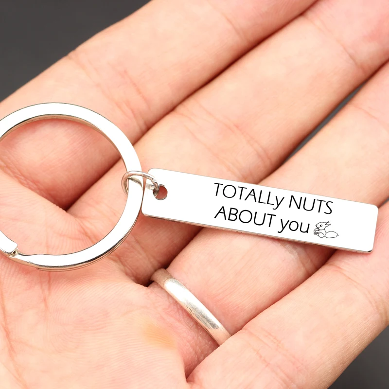 LOVERS Custom engraved TOTALLY NUTS ABOUT YOU Keychain Squirrel KEyring Boyfriend/Girlfriend Wedding gift | Украшения и