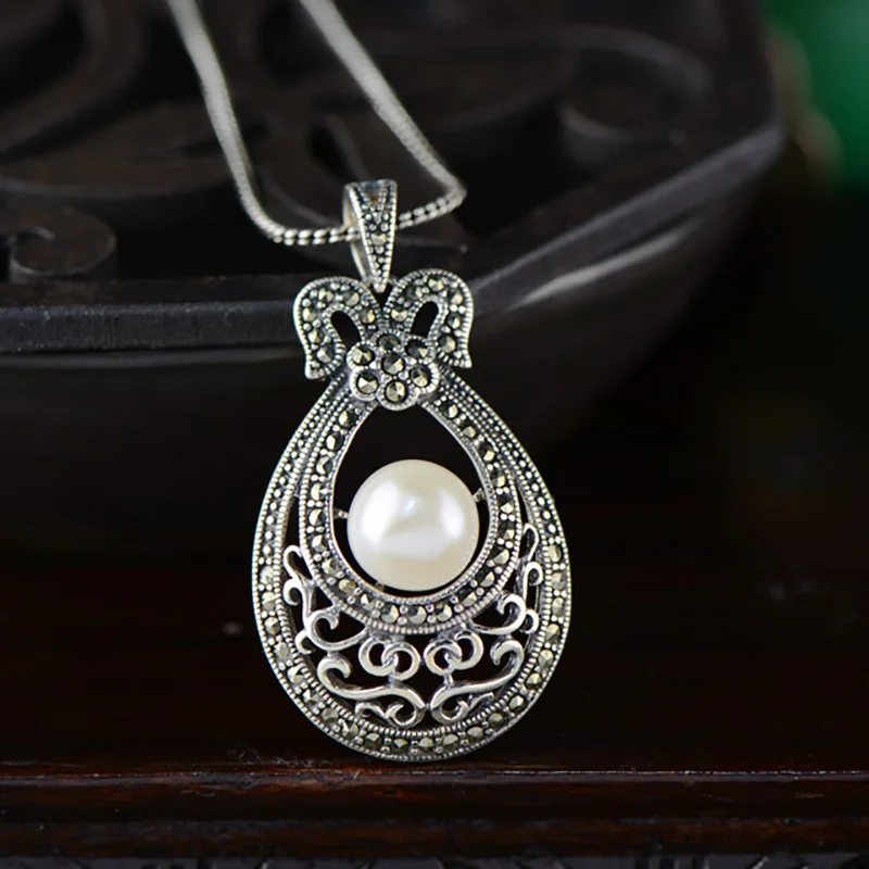 Женский кулон из серебра 925 пробы с натуральным жемчугом|Подвески| |