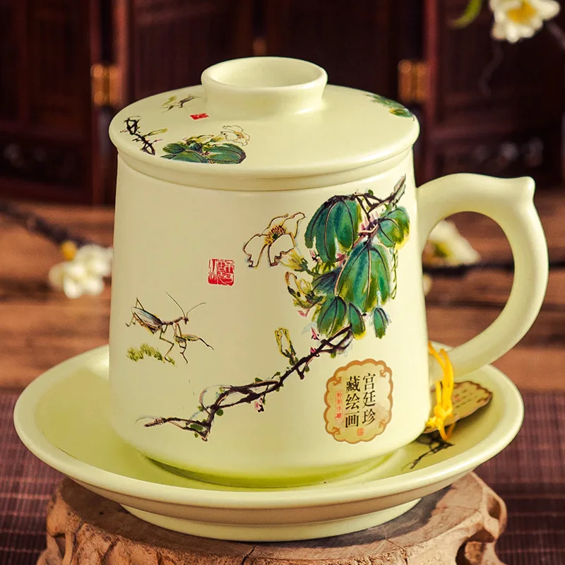 Керамическая чашка из фарфора Цзиндэчжэнь 450 мл ретро Китайская традиционная с