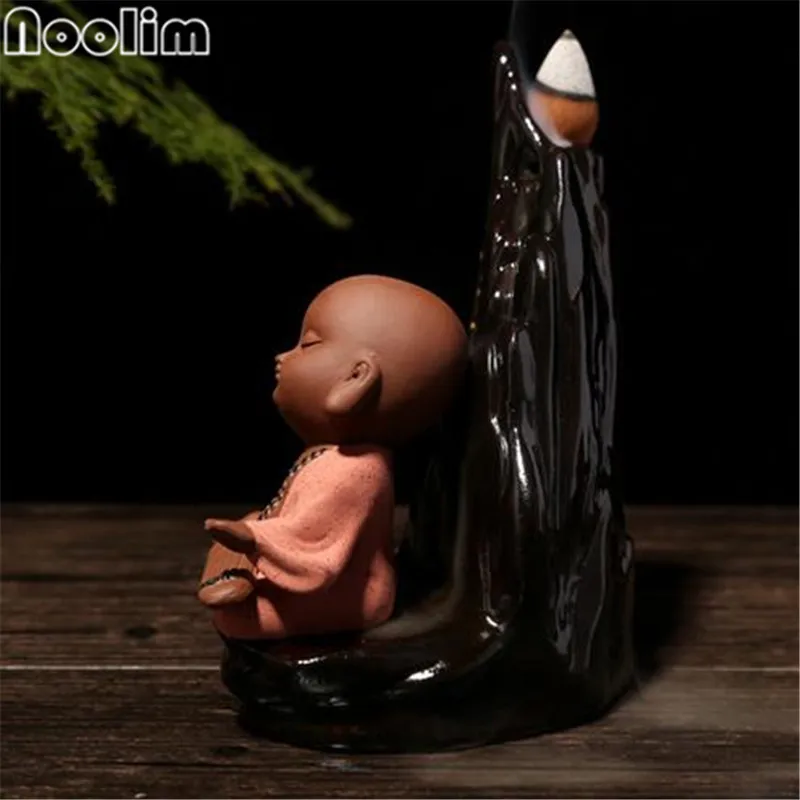 Маленький монах задний поток Будды благовония горелка Zen керамический водопад