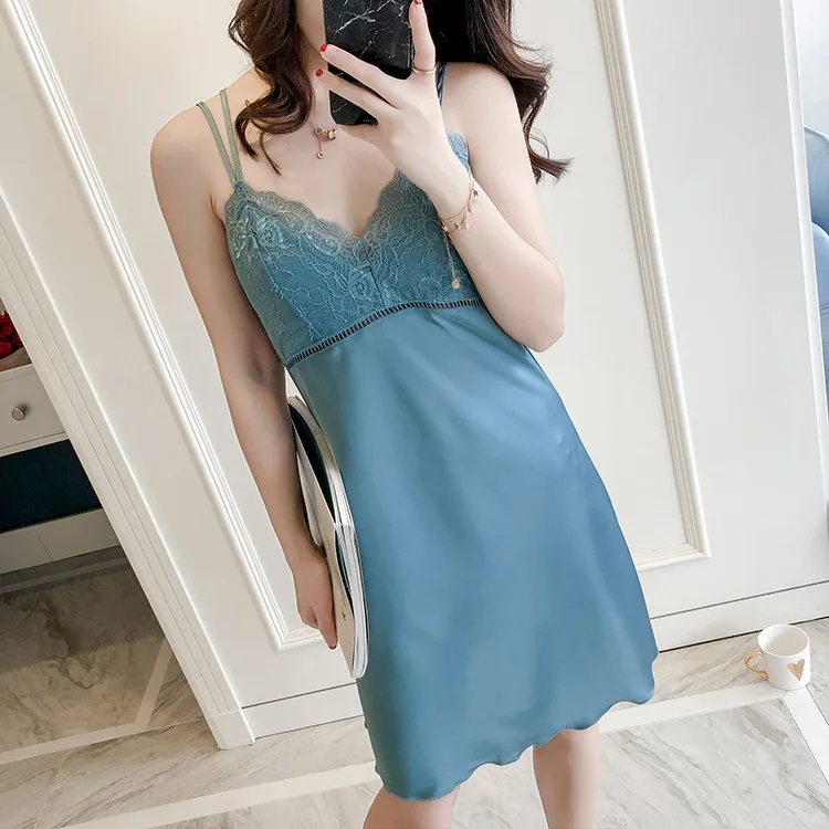 Женская ночная сорочка ночное белье синего красного черного розового цветов