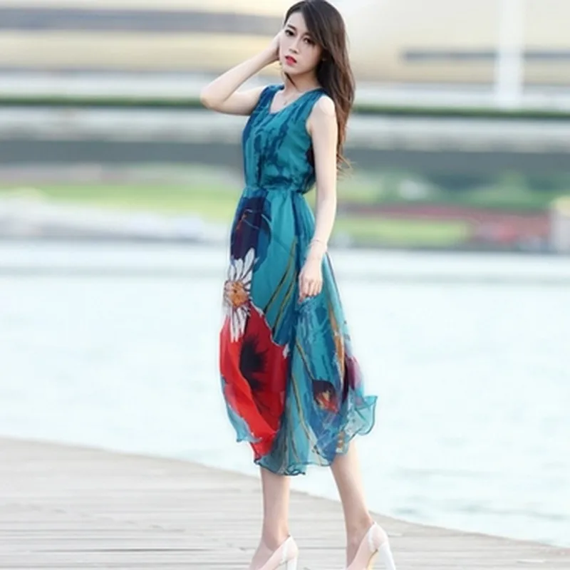 Богемное пляжное платье для женщин с цветочным принтом Vestidos S ~ 3XL плюс размер