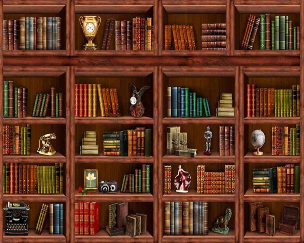 3D обои Beibehang для гостиной книжной полки книжного шкафа фона стен спальни