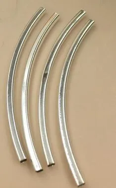 Silver BASEHOME 30x2/40x2/50x2 мм 100 шт./лот квадратные медные бусины-спейсеры прямые трубки бусины для DIY Chock изготовление браслета ожерелья - Цвет: Silver