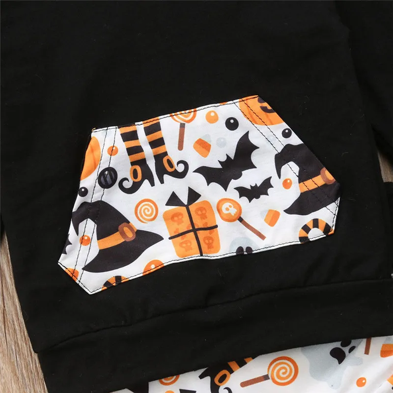 Halloween Infant Baby Boy Girl Hoodies Set Tops+Pants Pumpkin&ampGhost Outfit Newborn Clothes Cotton Regular Sets | Детская одежда и
