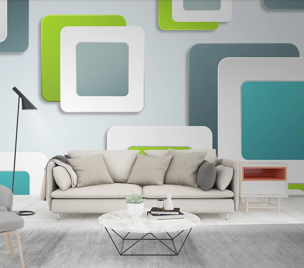 Пользовательские обои 3D квадратная Геометрическая спальня фоновая стена |