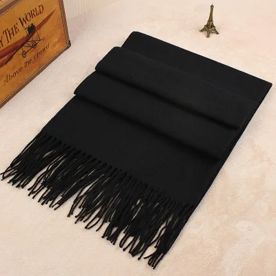 Black Scarf Красный 240*80 см женские шали из пашмины, зимний теплый шарф, кашемировый шарф, толстое широкое пончо, палантин с кисточками, большой шарф для женщин, Cachecol - Цвет: Black Scarf
