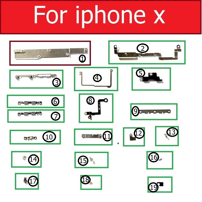 For iphone X Розничная, внутренние маленькие металлические железные детали для iPhone 4, 4S, 5, 5c, 5S, 6, 6 S, 7, 8 Plus, X, маленький держатель, кронштейн, защитная пластина, набор деталей - Цвет: For iphone X