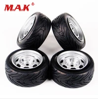 4 pcsset flat rubber tires and wheel rim with 6mm offset and 12mm hex fit 110 hsp hpi rc on road racing car accessories