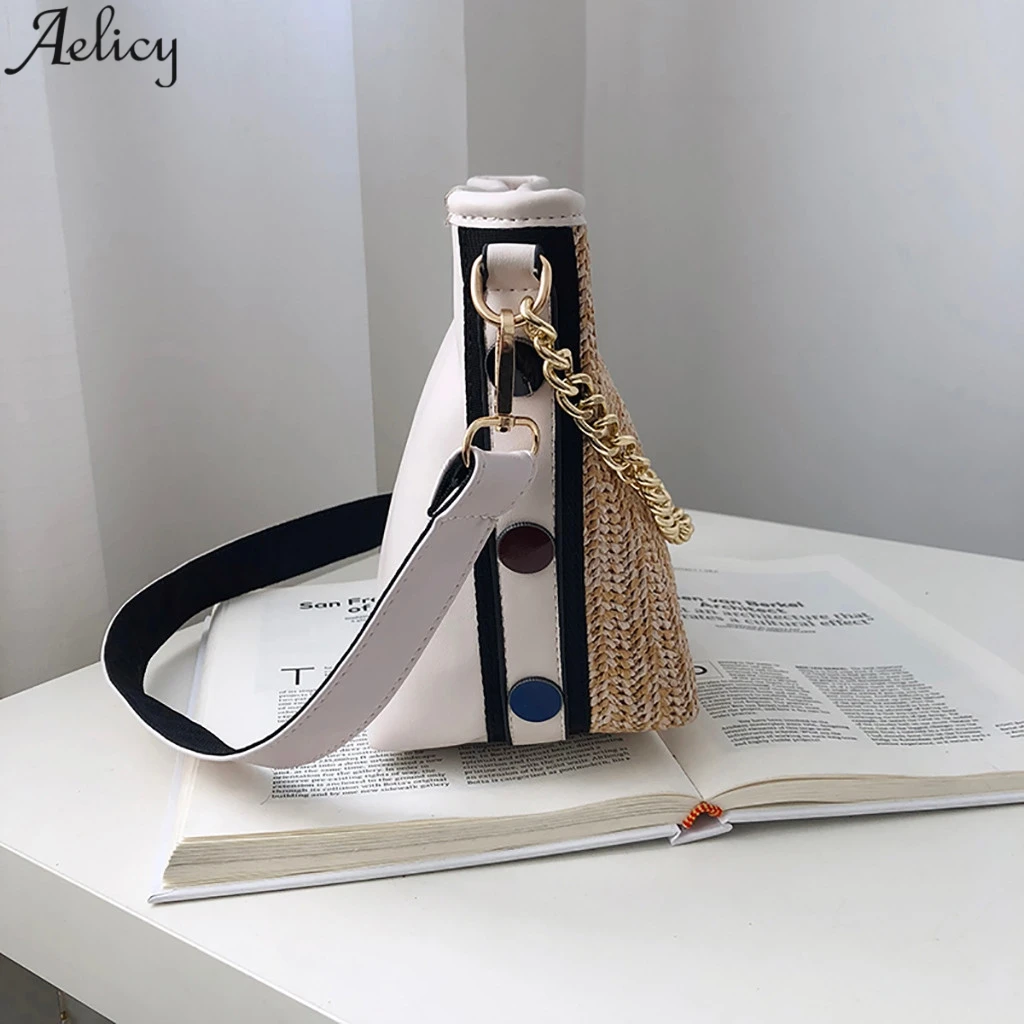 Aelicy женский шикарный пляжный стиль соломенная льняная мессенджер сумка дамская