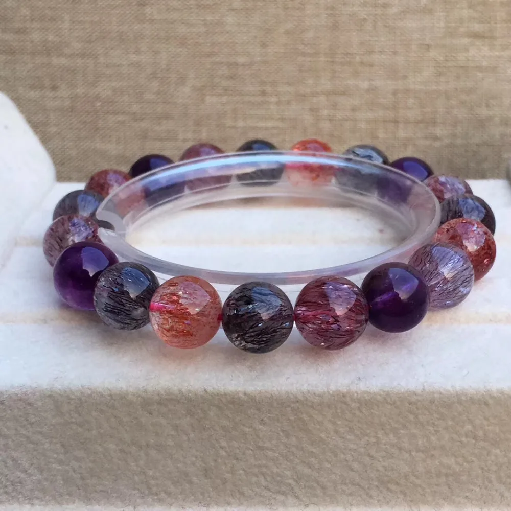 10mm Genuine Natural Black Currant Super 7 Melody Bracelet Men Women Stone Crystal Round Beads Stretch Bracelets Luxury Jewelry | Украшения