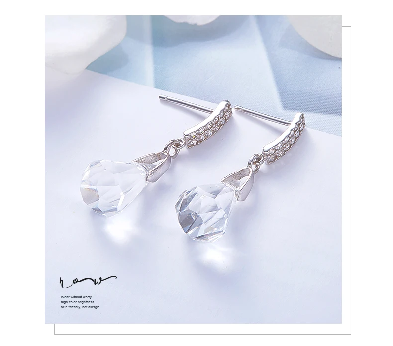 Cdyle 925 пробы серебряные серьги, украшенные кристаллами серьги-капли, ювелирные серьги, геометрические серьги