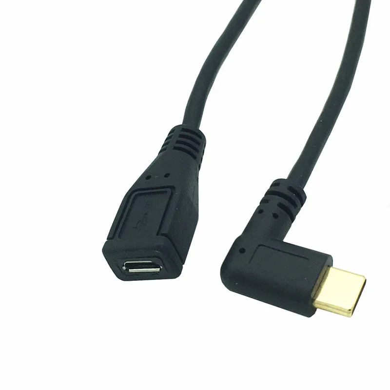 USB3.1 Тип C левый и правый угол штекер на Micro USB 2 0 5P гнездо Угловой кабель для