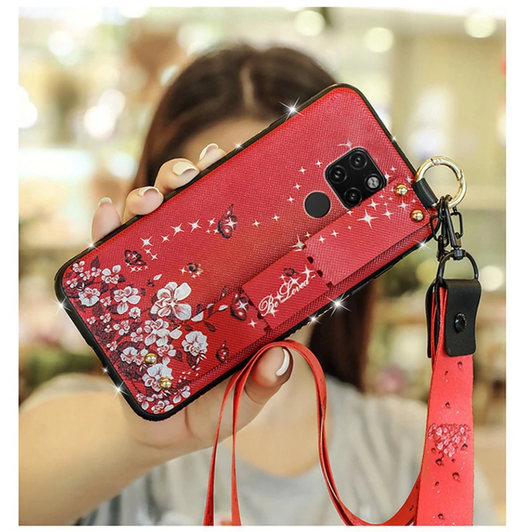 Для huawei P30 Pro P20 Lite Nova 3e 4 3 3i P Smart Plus mate 20 Pro 20X Honor V20 10 Note чехол с ремешком на шею из ТПУ с бриллиантами