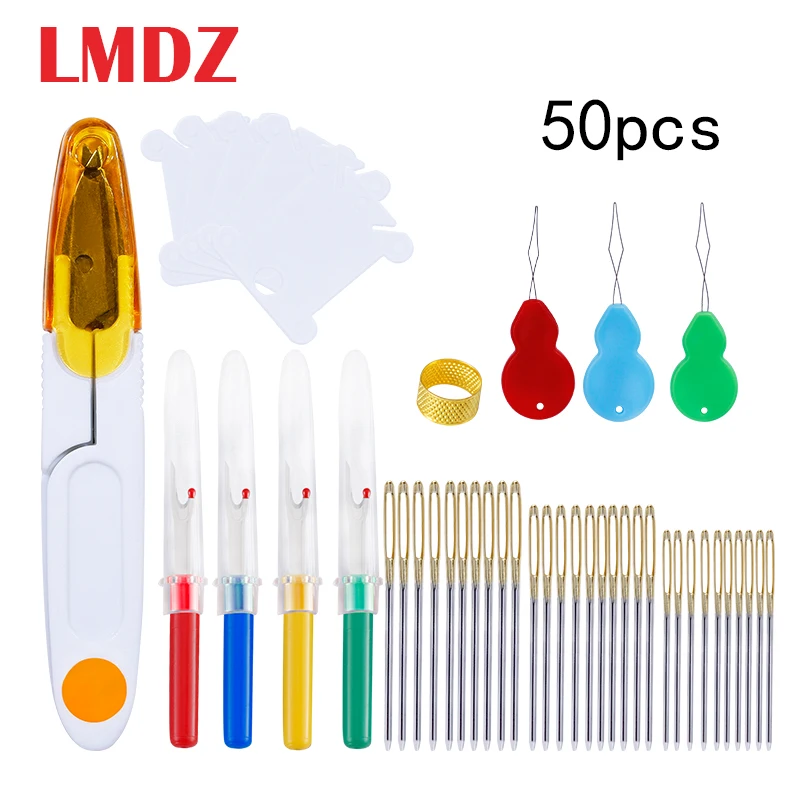 LMDZ 50 шт. ленты вышивки Швейные иглы 3 размера большие глаза тупые для рукоделия DIY