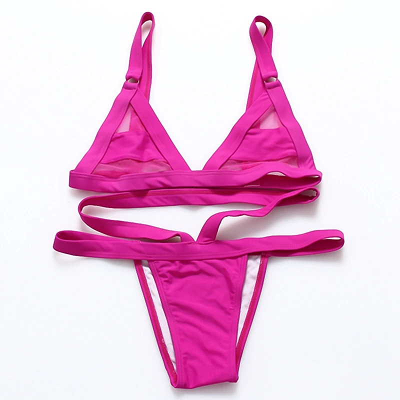 Горячая Распродажа лоскутный сетчатый бандажный купальник-бикини сексуальный