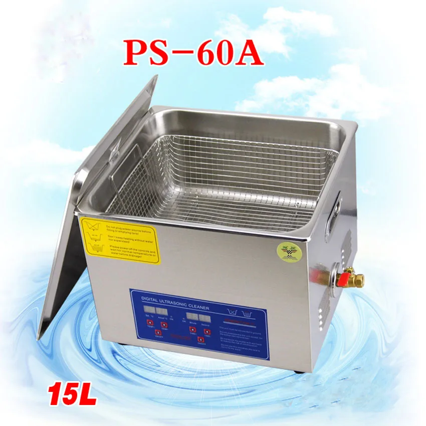 

1P Cglobe 110V/220V Bath Cleaner PS-60A 40KHz Ultrasonic Cleaner 15L Stainless Steel Washing Machine
