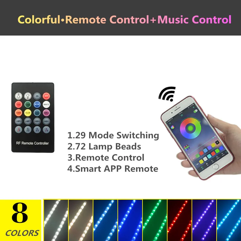 Светодиодная цветная светодиодная лента RGB для украшения интерьера автомобиля