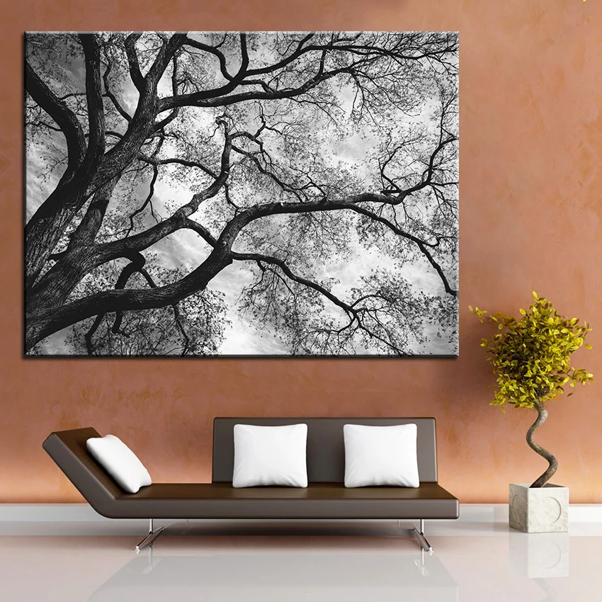 Большой размер Печать масляной живописи черный и белый 80 настенная живопись