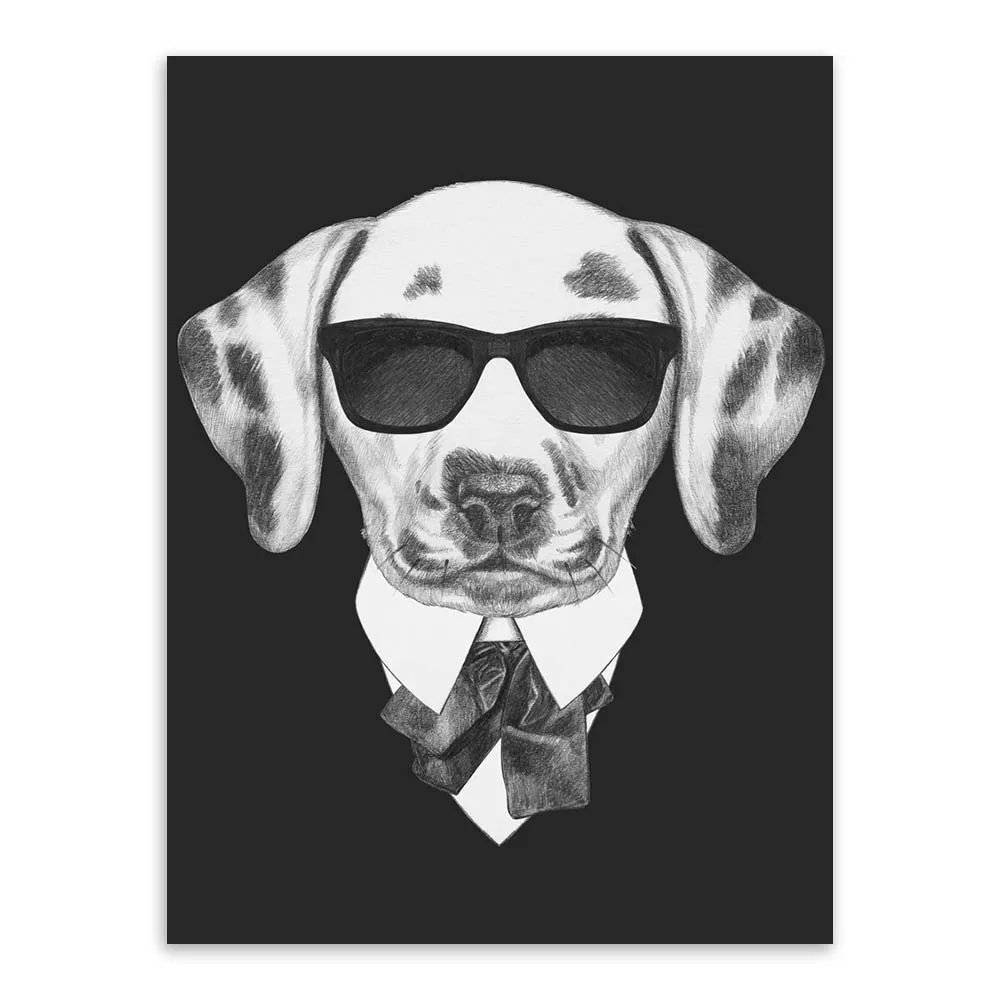 

Modern Black White Vintage Italy Abstract Mafia Animals Dog Cat Canvas A4 Print Poster Wall Picture Home Decor Painting No Frame