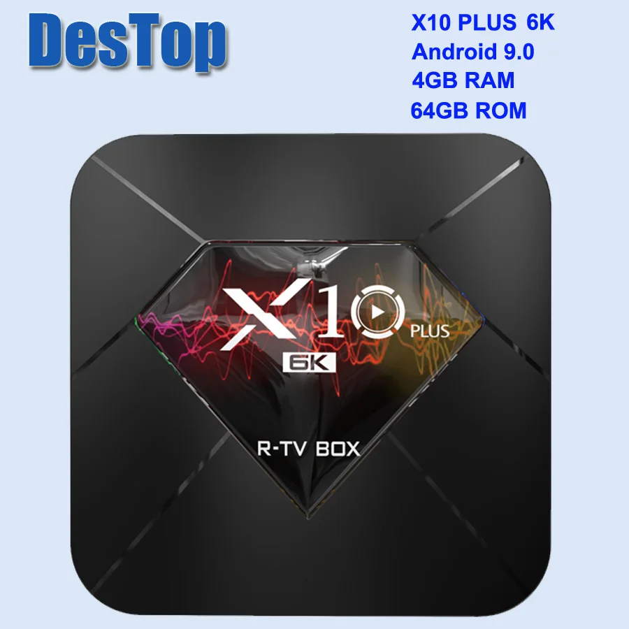 4GB 64GB X10 Plus ТВ приставка Android 9,0 4 Гб+ 32 ГБ/64 Гб Allwinner четырехъядерный WiFi 3D телеприставка - Цвет: 4GB 64GB