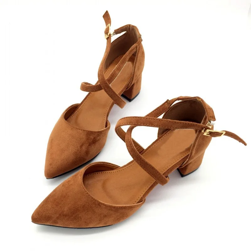 

YAERNI Summer Shoes Women High Heel Pumps Autumn Buckle Strap Shoes Ladies Footwear Cross-tied Female Single Shoes Footwear E799