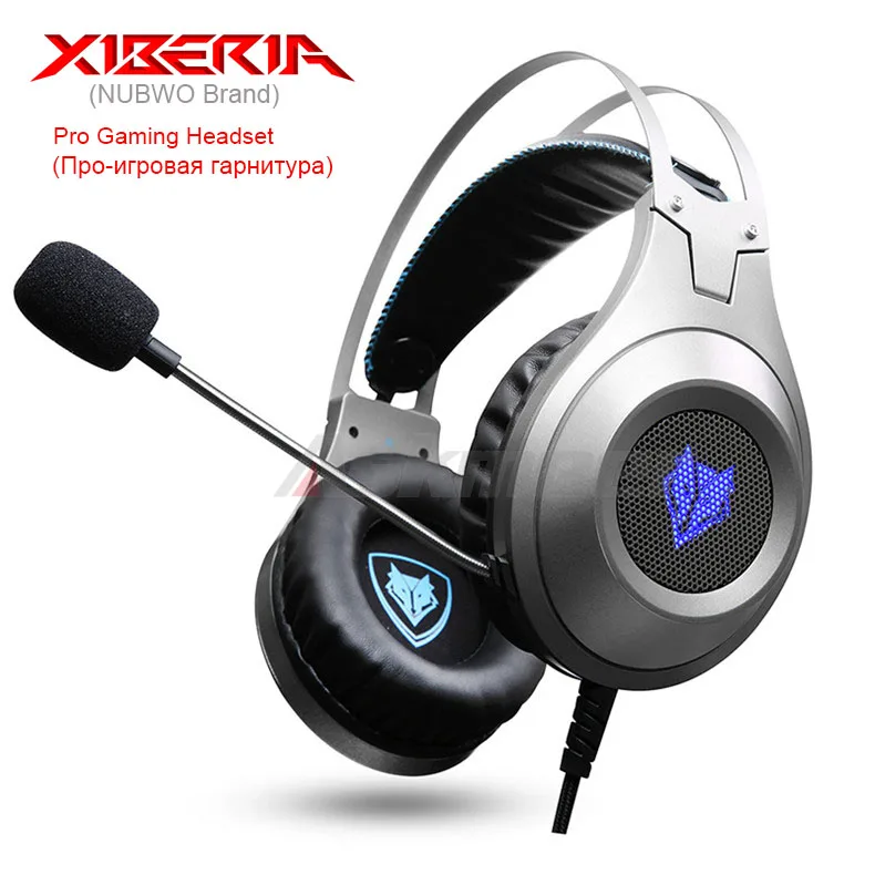 XIBERIA бренд Игровые наушники NUBWO N2U Проводная USB гарнитура геймер с микрофоном Регулятор громкости светодиодный для компьютера ноутбука fone