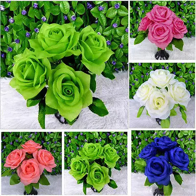 Главная Свадебная вечеринка цветок декор Открытые розы букет Шелковый гирлянды