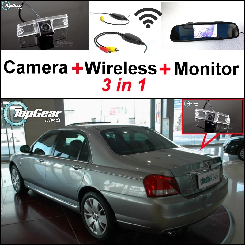 

3 in1 Special Rear View Camera + Wireless Receiver + Mirror Monitor Backup Parking System For Roewe 750 2006~2014
