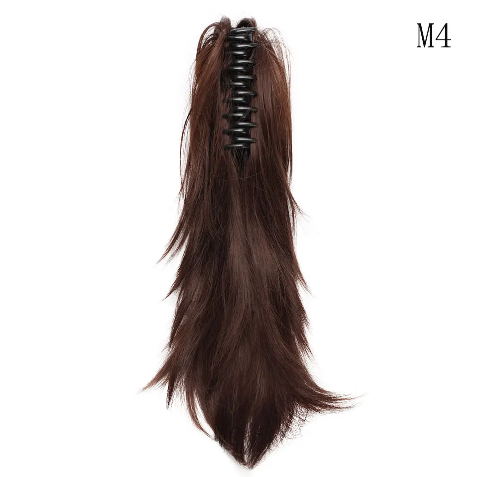 medium brown SNOILITE, 12 дюймов, накладные волосы, коготь на конском хвосте, синтетические волосы на заколках для наращивания, шиньон, конский хвост, сгибаемый хвост, волосы для женщин - Цвет: medium brown