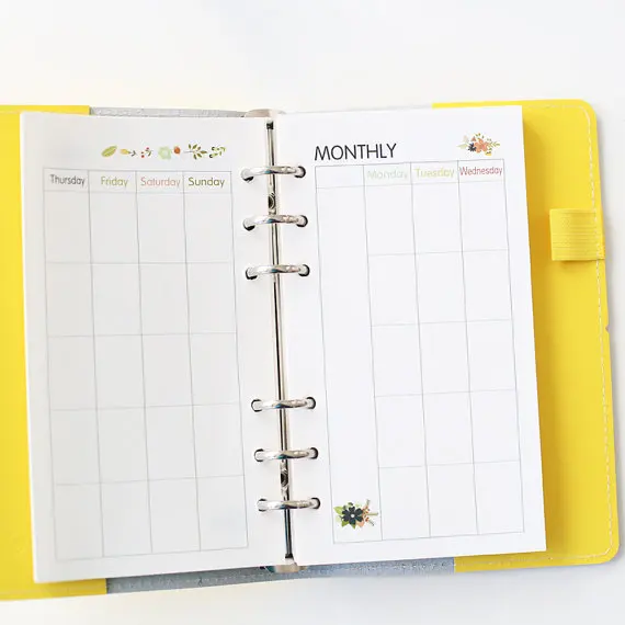 A6 planner печатные вставки/повседневные заправки для планировщика вставки