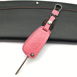 D-Style pink Горячая Распродажа Наивысшее качество кожаный чехол ключ чехол для Audi Q3 Q5 Sline A3 A5 A6 C5 A4 B6 B7 B8 TT 80 S6 C6 авто аксессуары - Название цвета: D-Style pink