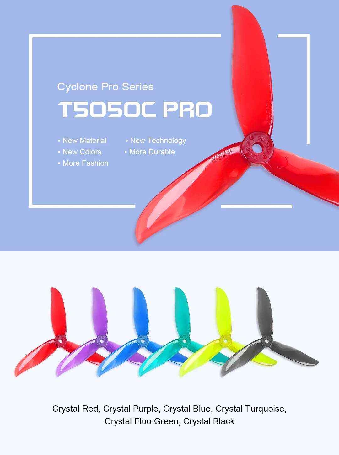 12 пар 24 шт. обновленный DALPROP CYCLONE T5050C PRO 5050 5x5x3 3-лопастной Попо Пропеллер CW CCW для радиоуправляемого дрона FPV Racing
