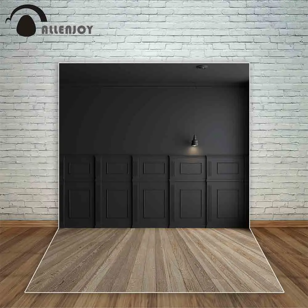 Allenjoy классический интерьер черная стена деревянный пол антикварная лампа