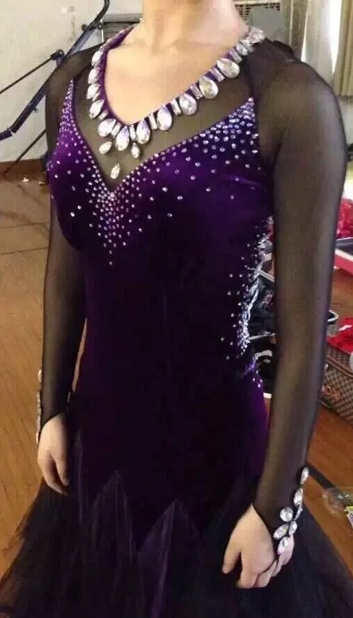 Женское бальное платье фиолетового цвета для взрослых|womens ballroom dance dresses|standard