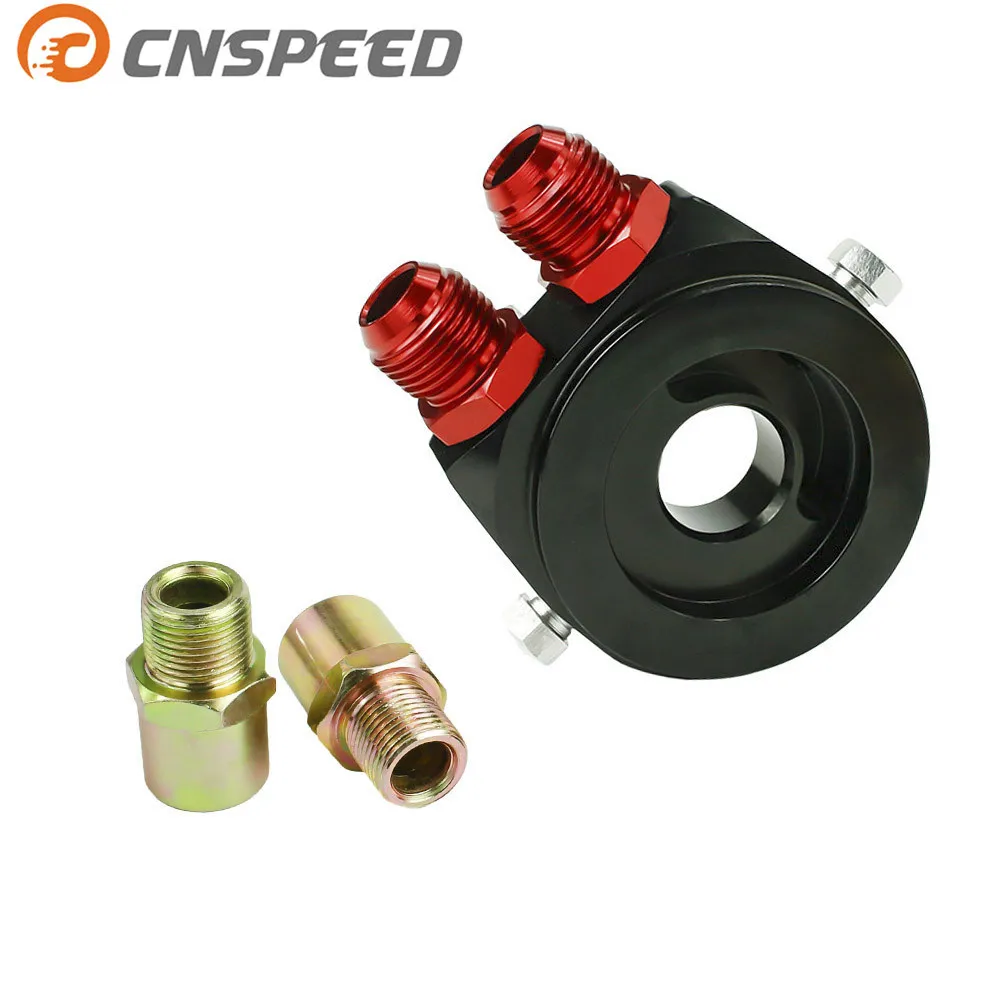 

CNSPEED Car Aluminum Universal Oil Filter Sandwich Adapter For Oil Cooler Plate Kit AN8/AN10 YC100964